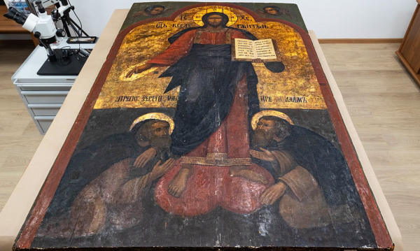 Икону «Спас Смоленский» из коллекции ГИМ реставрируют Икону «Спас Смоленский» из коллекции ГИМ реставрируют