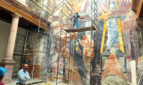 Мурал, спрятанный за фальшивой стеной, вновь увидел свет