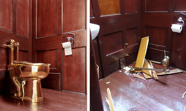 Похитители золотого унитаза Маурицио Каттелана предстали перед судом